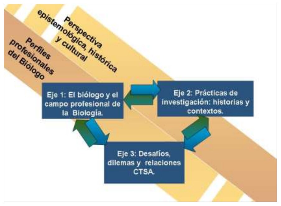 Diagrama de los tres ejes de la propuesta educativa.