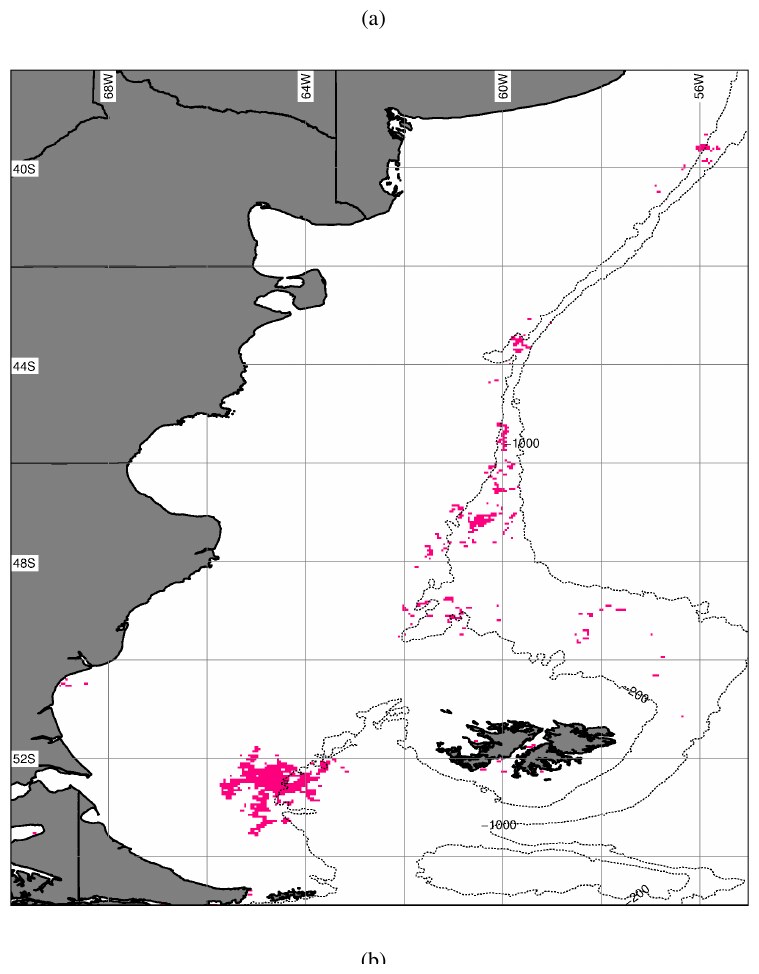 Área de estudio en la plataforma y el talud continental patagónico, con los sitios de muestreo.