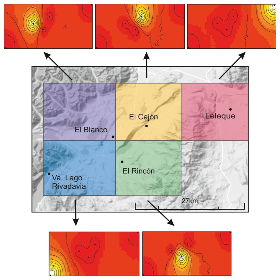 Migration rates between pairs of *Oligoryzomys longicaudatus* populations at the landscape scale.